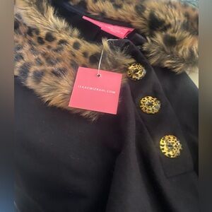 Isaac Mizrahi Girl’s 12M Cape with Leopard Print Details